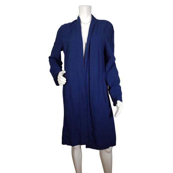 Eileen Fisher Organic Cotton Open Front Knit Cardigan Blue Size M - Picture 5 of 9